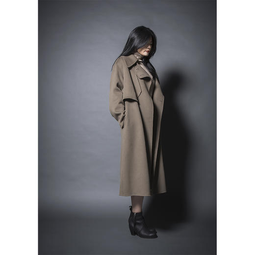 BLEND by purée #1010 羊毛绒混纺慵懒挡风片大翻领大衣 商品图5