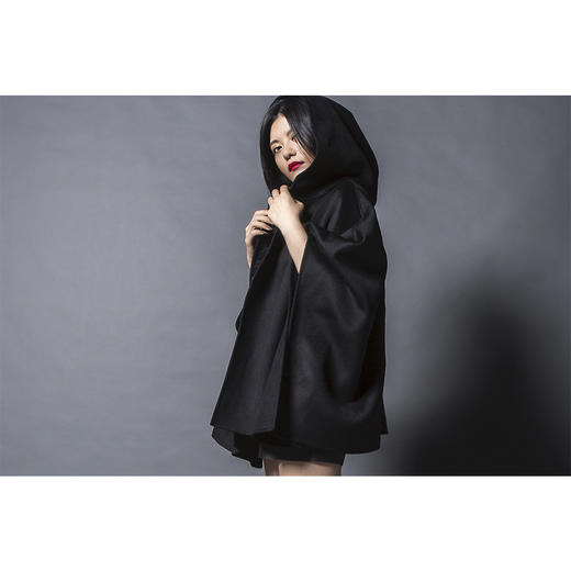 BLEND by purée #0229 羊毛绒混纺个性连帽斗篷 商品图2