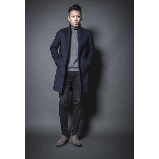 BLEND by purée #HOMME-1 羊毛绒混纺男女同款简约单排扣落肩大衣 商品图10