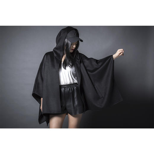 BLEND by purée #0229 羊毛绒混纺个性连帽斗篷 商品图5