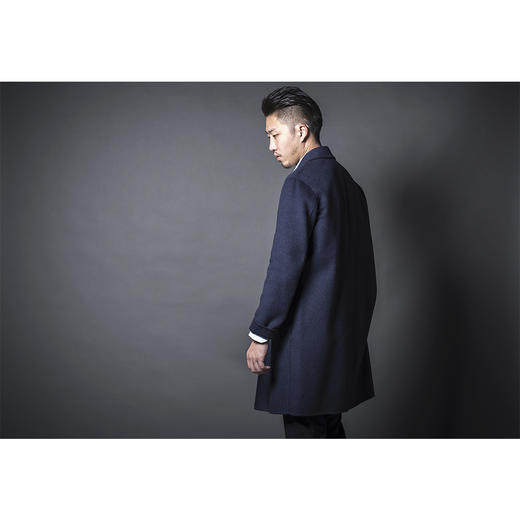 BLEND by purée #HOMME-1 羊毛绒混纺男女同款简约单排扣落肩大衣 商品图11