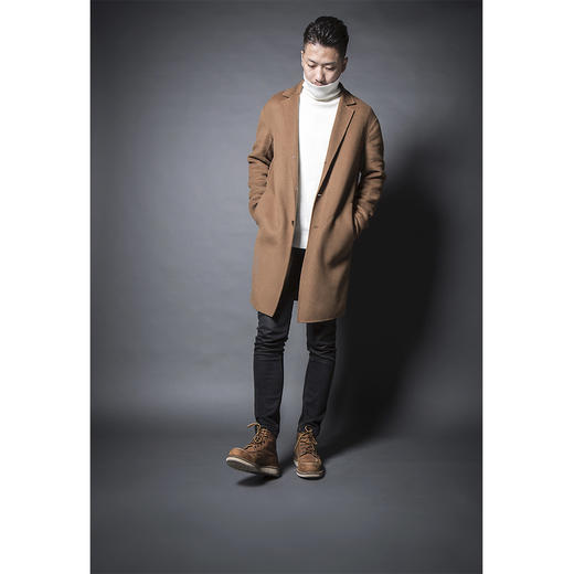 BLEND by purée #HOMME-1 羊毛绒混纺男女同款简约单排扣落肩大衣 商品图5