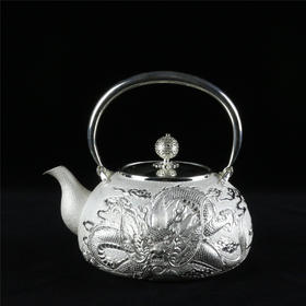 《龙腾九霄》纯手作银制日式提梁壶（定）