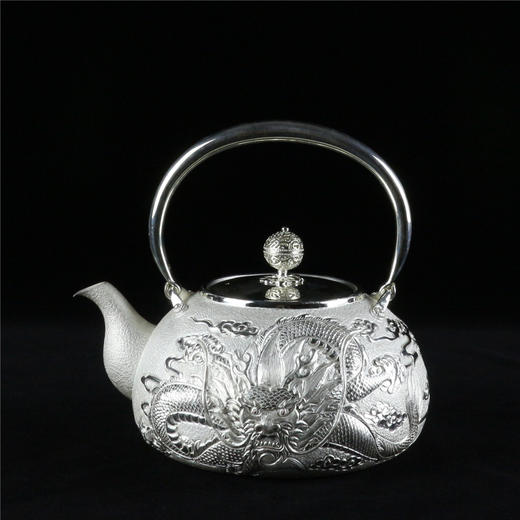 《龙腾九霄》纯手作银制日式提梁壶（定） 商品图0
