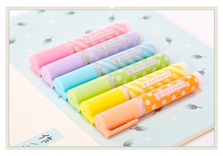 爱好6410荧光笔迷你荧光笔6支装糖果色可爱涂鸦便携学习文具用品