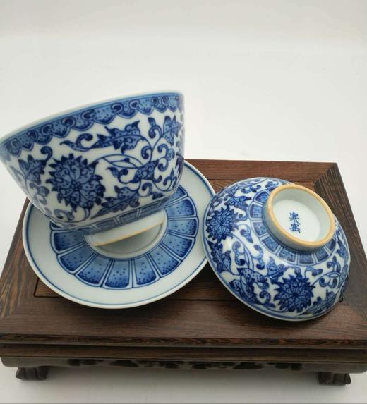 三才大盖碗寒窑款手绘缠枝莲