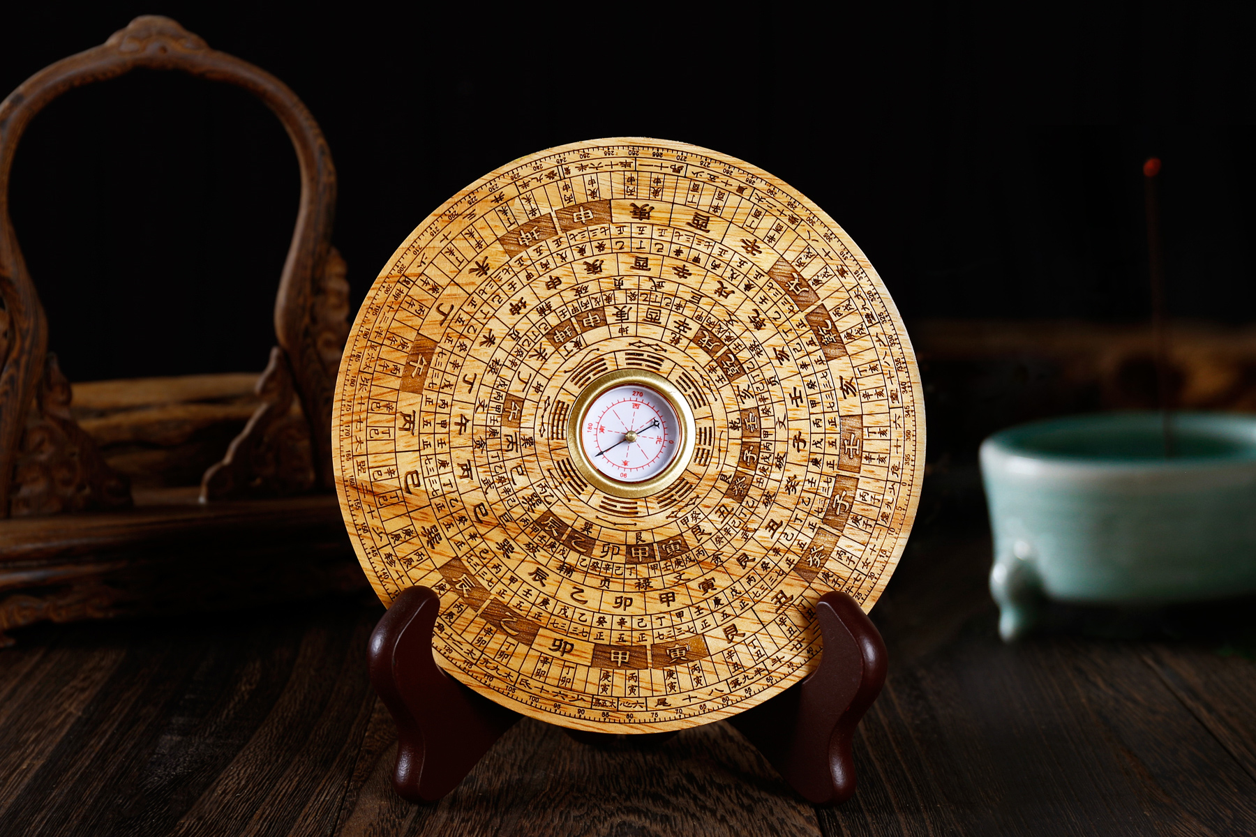 桃木罗盘，六寸综合盘