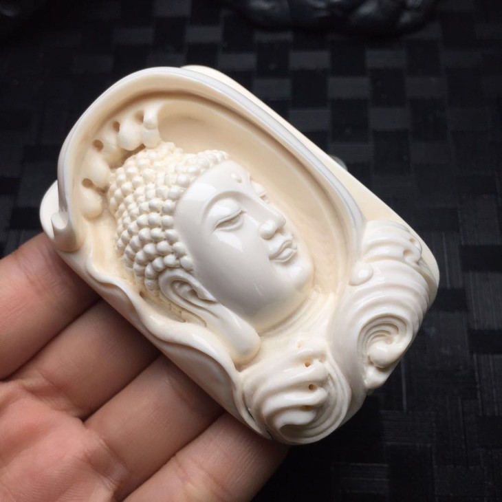 40001猛犸象牙精品蓝皮如来佛吊坠