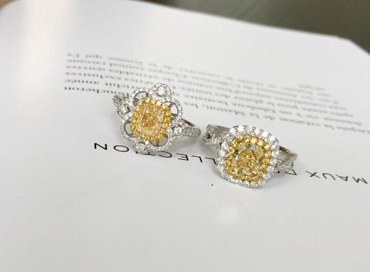 一克拉黄色钻石经典花朵元素戒指 商品图0