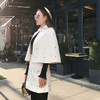 余潇潇秋冬新款铆钉羊毛双面呢斗篷披肩外套女白色半身裙两件套女 商品缩略图1