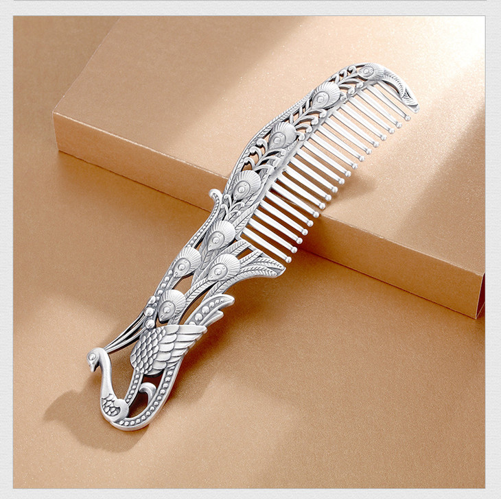 winy凤凰于飞银梳子足银999配证书79g