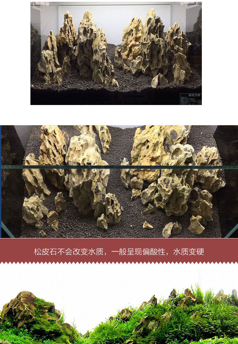 疯狂水草鱼缸造景鱼缸装饰松皮石鱼缸假山石头鱼缸造景石青龙石