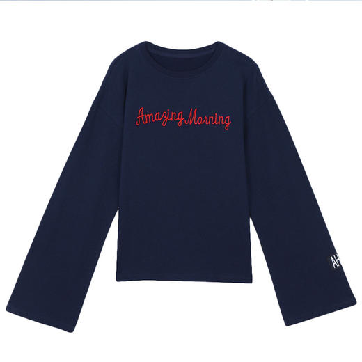 韩都衣舍2018秋装新款女装韩版宽松chic心机印花显瘦T恤NP7158冉 商品图4