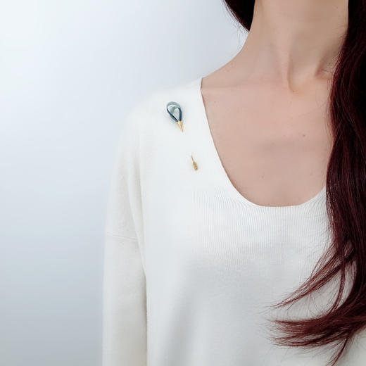 北京仓｜Vlum-Gouttes-双色孔雀蓝 胸针［法国设计师］ 商品图2