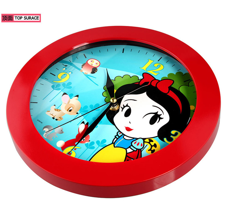 disney迪士尼白雪公主精美彩框儿童静音挂钟8寸