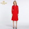乔万尼春装女春季半高v领修身红色典雅喜宴长袖连衣裙EB3E236 商品缩略图2