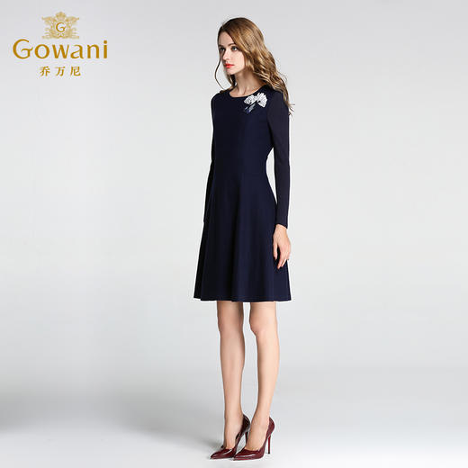 乔万尼春冬修身收腰气质羊毛针织连衣裙EB3E322 商品图1