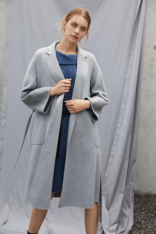 sandriver 秋冬 女装插肩袖长款羊绒呢大衣  SJF18W784A 商品图0