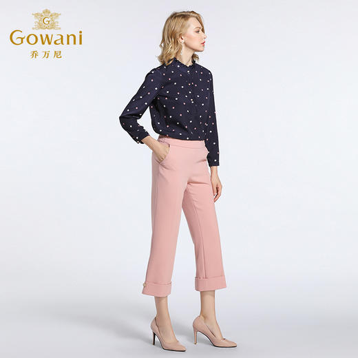 乔万尼衬衫女长袖春装小立领波点直筒通勤雪纺上衣EB3C208 商品图1