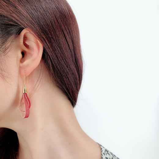 北京仓｜Vlum-Gouttes-双色酒红 耳线［法国设计师］ 商品图1