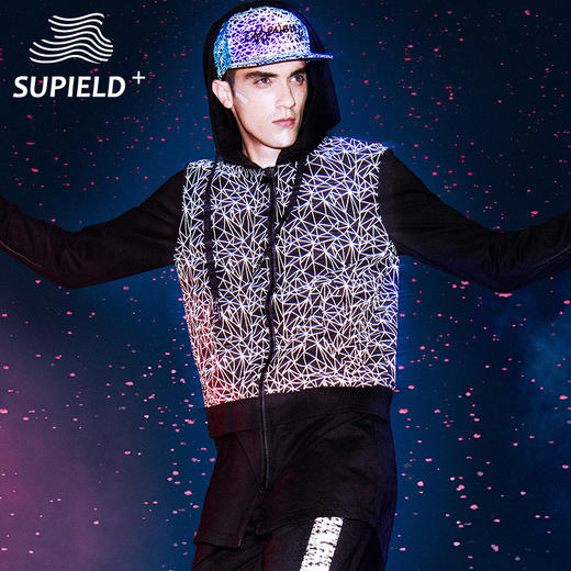 Supield黑科技珠光蝶连帽风衣男假两件夜跑服青年ins超火的外套潮 商品图0