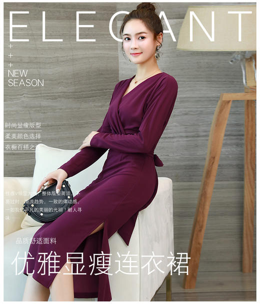 AL WFWJ790  秋季韩版女优雅气质优美连衣裙 商品图3