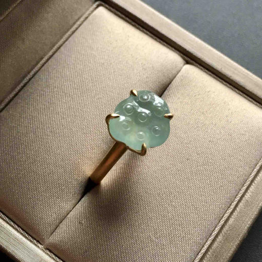 高冰种翡翠莲蓬戒指18k黄金镶嵌 商品图3