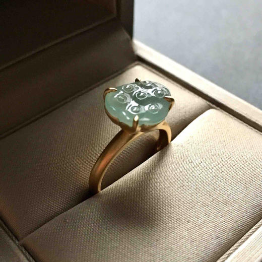 高冰种翡翠莲蓬戒指18k黄金镶嵌 商品图4