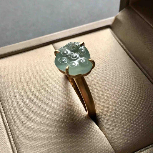 高冰种翡翠莲蓬戒指18k黄金镶嵌 商品图1