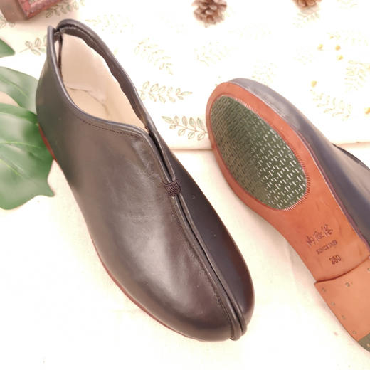 内联升男鞋冬季手工棉鞋镶芯牛皮底羊毛毡皮便安棉鞋7136A 商品图3