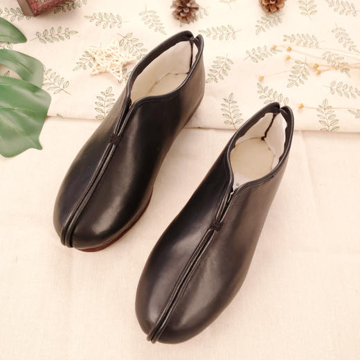 内联升男鞋冬季手工棉鞋镶芯牛皮底羊毛毡皮便安棉鞋7136A 商品图0