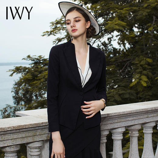 IWY/黑色西服套裙女名媛小香风职业装两件套时尚气质白领ol修身工作服cs246 商品图6