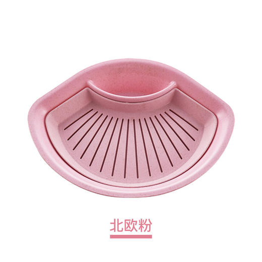 家用双层沥水盘 小麦秸秆创意饺子盘带醋调料碟扇形餐盘 商品图4
