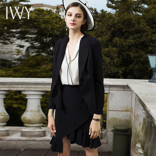 IWY/黑色西服套裙女名媛小香风职业装两件套时尚气质白领ol修身工作服cs246 商品图3