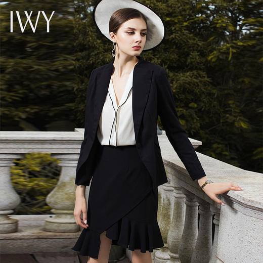 IWY/黑色西服套裙女名媛小香风职业装两件套时尚气质白领ol修身工作服cs246 商品图1