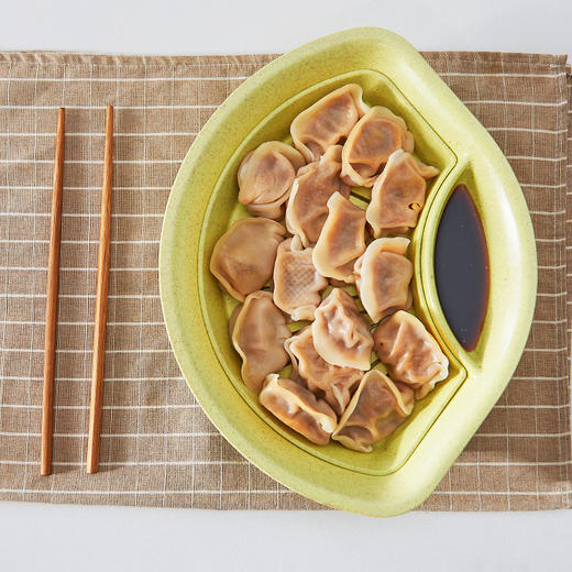 家用双层沥水盘 小麦秸秆创意饺子盘带醋调料碟扇形餐盘 商品图3