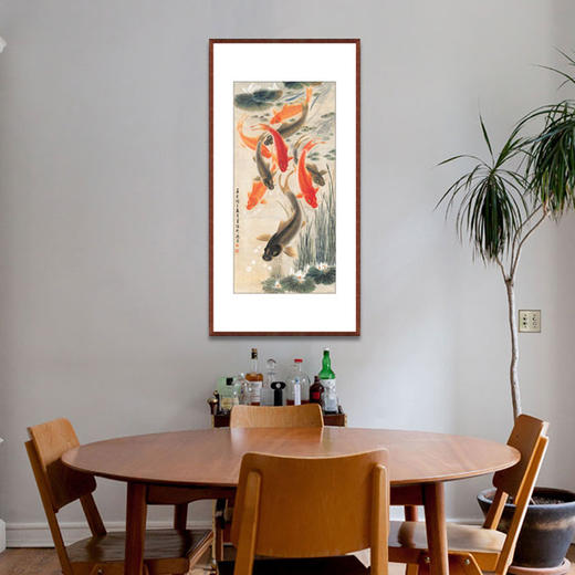 湖山画苑版画玄关装饰画餐厅装饰画九鲤图吴青霞