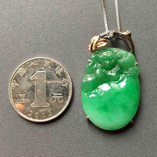 糯种阳绿灵猴翡翠福禄寿18k黄金镶嵌 商品图2