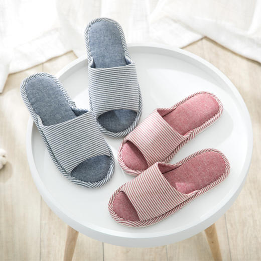 日式亚麻居家拖鞋 室内木地板防滑舒适拖鞋 商品图3