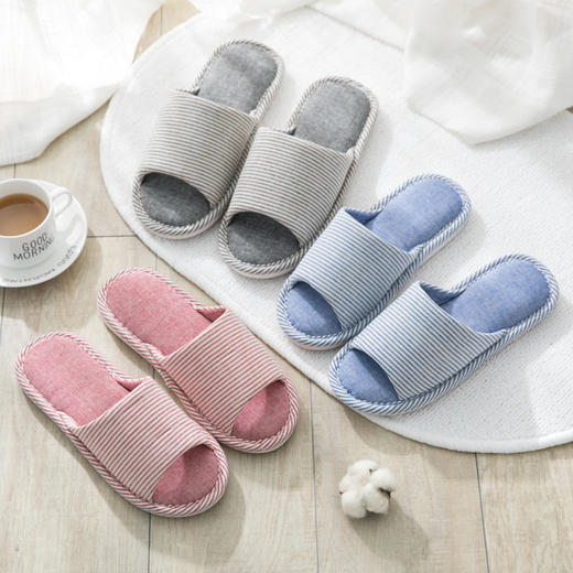 日式亚麻居家拖鞋 室内木地板防滑舒适拖鞋 商品图4