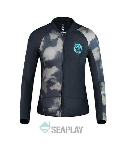 【装备湿衣】SEAPLAY 黑拼迷彩潜水上衣 湿式分体上衣潜水服 商品图0