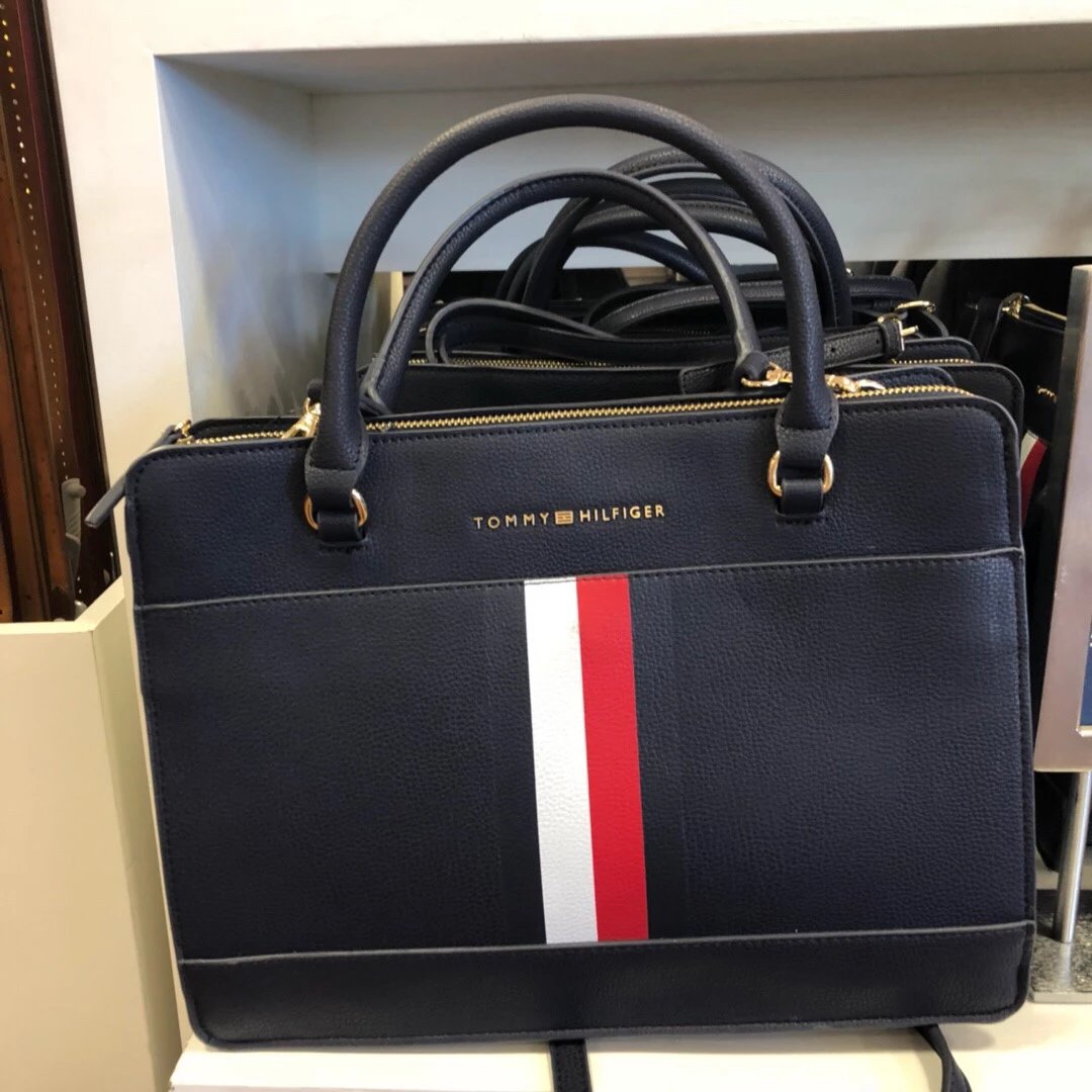 tommyhilfiger汤米女士手提包可斜背tommy经典三色搭配黑色