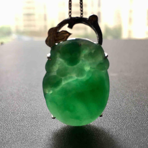 糯种阳绿灵猴翡翠福禄寿18k黄金镶嵌 商品图7