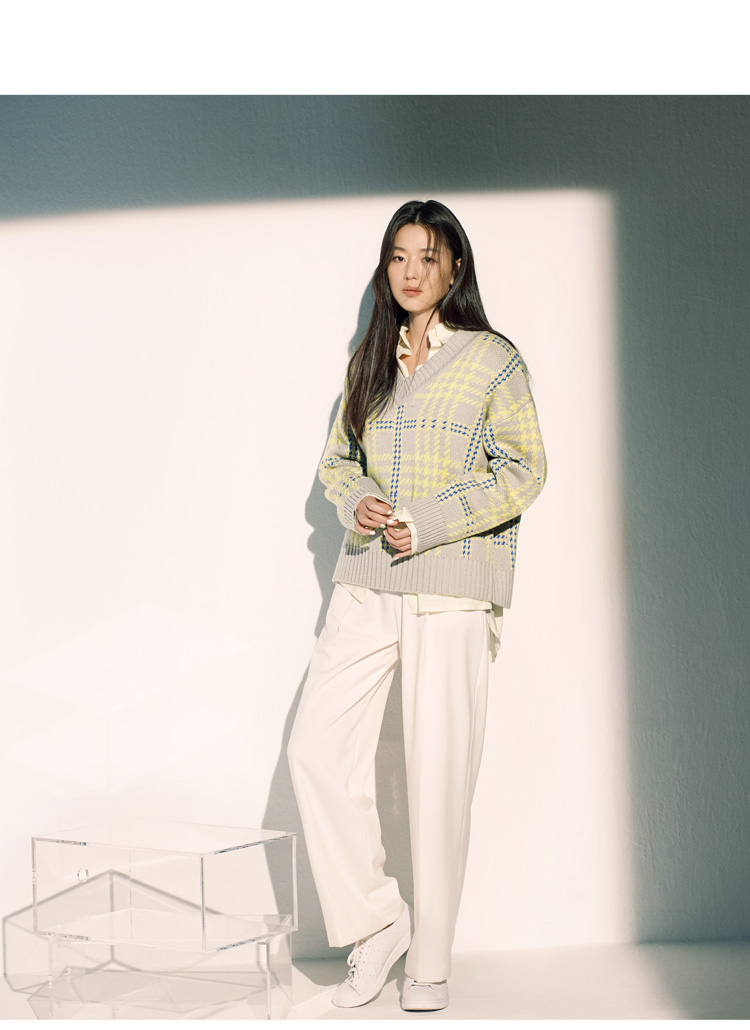 韩都衣舍全智贤明星同款2018秋装新款韩女宽松针织衫毛衣yk9286鲲