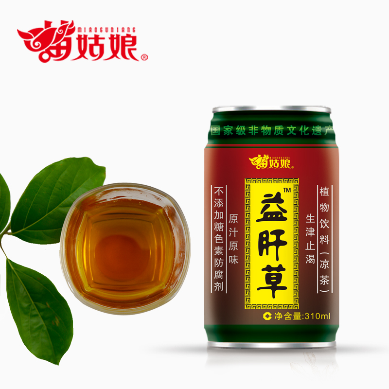 苗姑娘 益肝草红罐 凉茶饮料原汁原味无糖310ml*12罐