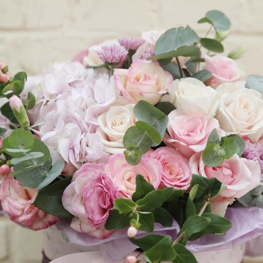 【520】拾年花篮 粉色绣球花篮 商品图1