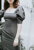 AtelierMissLu /Jacqueline 高级灰灯笼袖修身裙 商品缩略图0