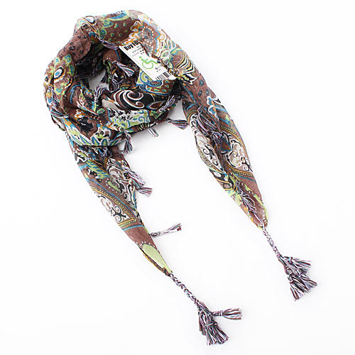 印花复古方巾女丝巾围巾流苏款 A20 商品图0