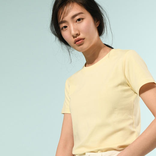 女士经典款60支新疆长绒棉多色小圆领T恤 商品图1