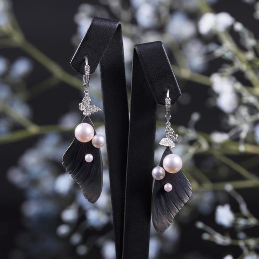 「翩翩」Akoya珍珠镶钻耳坠 商品图0